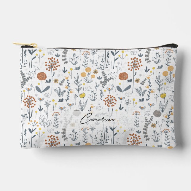 Stylish Cute Floral School Pencil Case  Accessory Pouch (Front)
