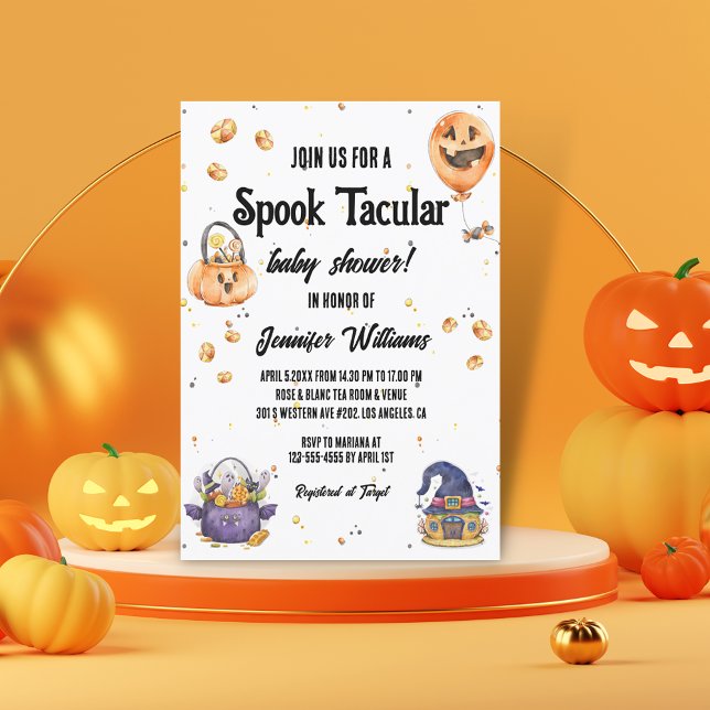 stylish cute halloween spook tacular baby shower  invitation (Creator Uploaded)