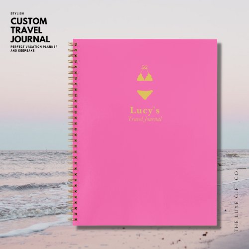 Stylish Cute Hot Pink Gold Bikini Travel Journal