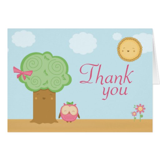 Stylish cute kawaii tree owl thank you card | Zazzle