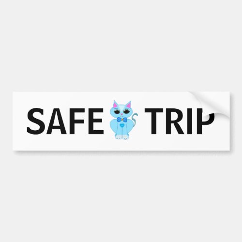 Stylish cute light blue kitty cat bumper sticker