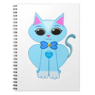 Stylish cute light blue kitty cat notebook