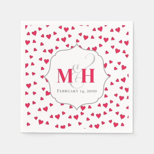 Stylish Cute Monogram Whimsical Trendy Hearts Napkins