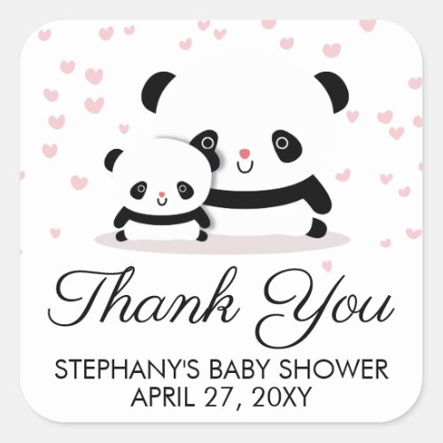 Stylish Cute Panda Baby Shower Thank You Stickers