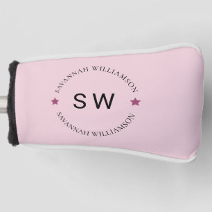 Stylish cute personalized monogram pink golf head cover