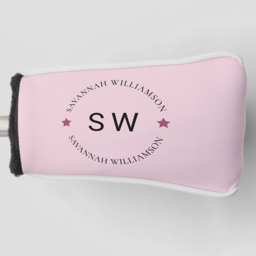 Stylish cute personalized monogram pink  golf head cover