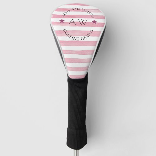 Stylish cute personalized monogram pink  golf head cover