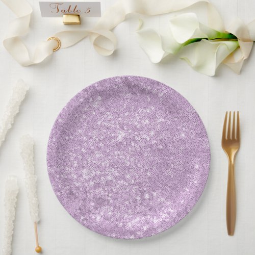 Stylish Cute Purple Glitter Girl Baby Shower   Paper Plates