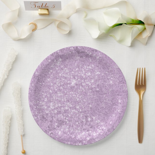 Stylish Cute Purple Glitter Girl Baby Shower   Paper Plates (Wedding)