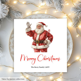 Stylish Cute Santa Claus Rustic Vintage Christmas Napkins