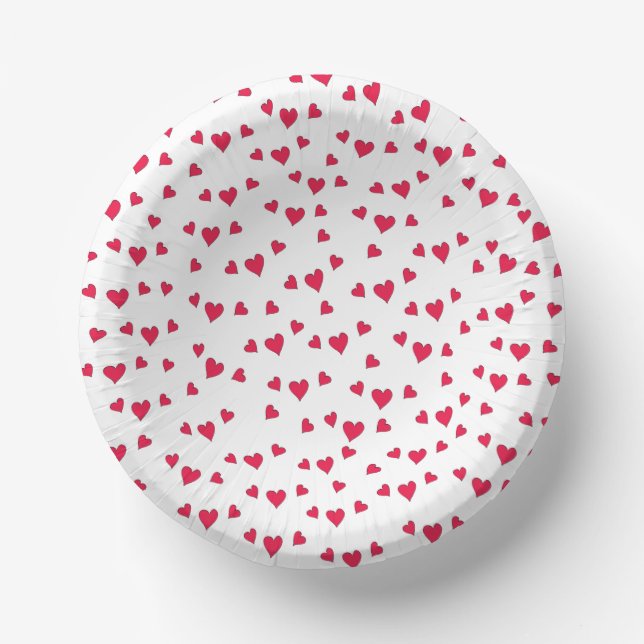 Stylish Cute Simple Minimalist Red Hearts Paper Bowls (Front)