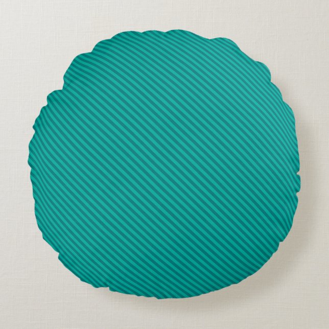 Stylish Cute Template Teal Blue Green Stripes Best Round Pillow (Front)