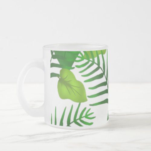 Stylish cute tropical foliage frosted glass coffee mug