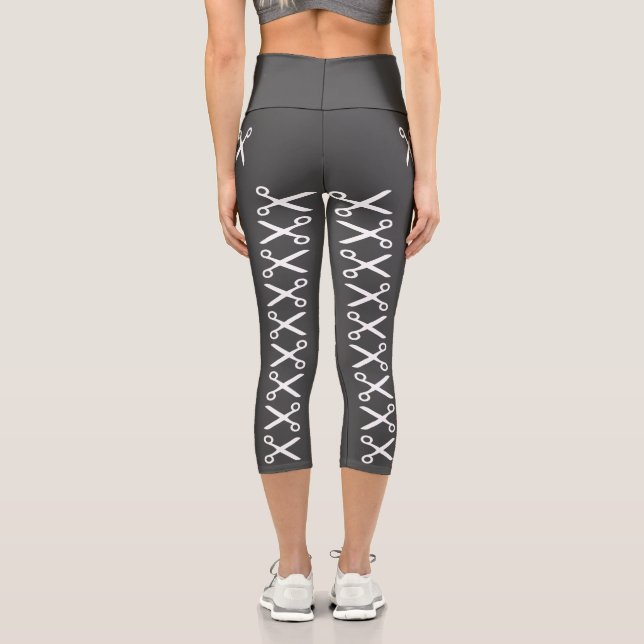 Stylish Cutting Scissors Hairdresser Tailor Capri Leggings (Back)