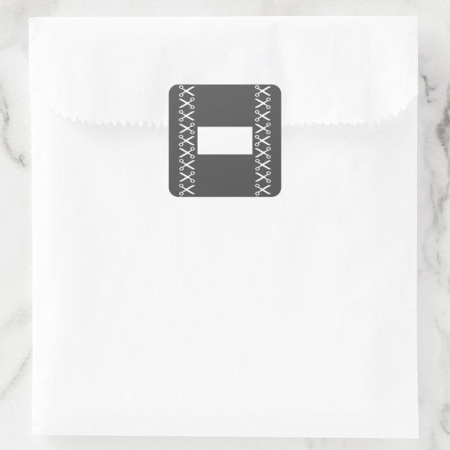 Stylish Cutting Scissors Hairdresser Tailor Square Sticker (Bag)