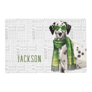 Stylish Dalmatian Dog with Name Dinner Pet Placemat