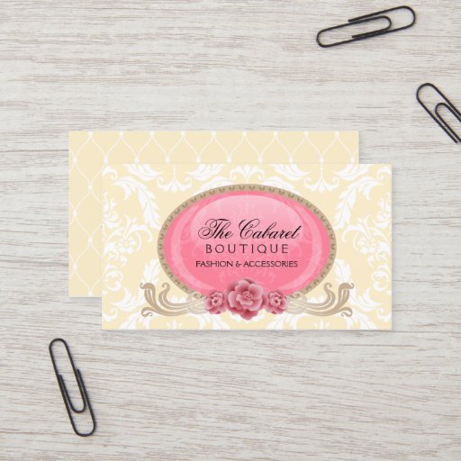 Customizable Stylish Damask and Floral Business Cards