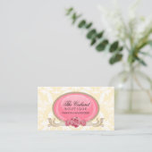 Stylish Damask and Floral Business Card (Standing Front)
