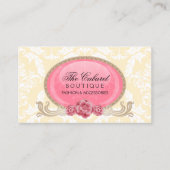 Stylish Damask and Floral Business Card (Front)