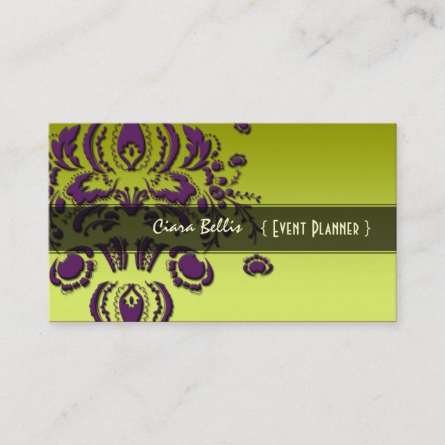 Stylish damask, business cards (Front)