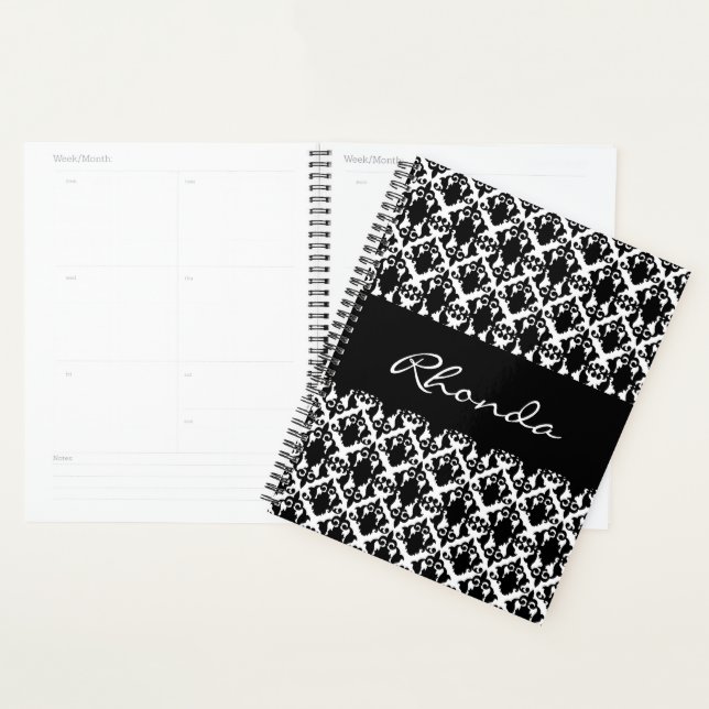 Stylish Damask in Black and White Planner (Display)