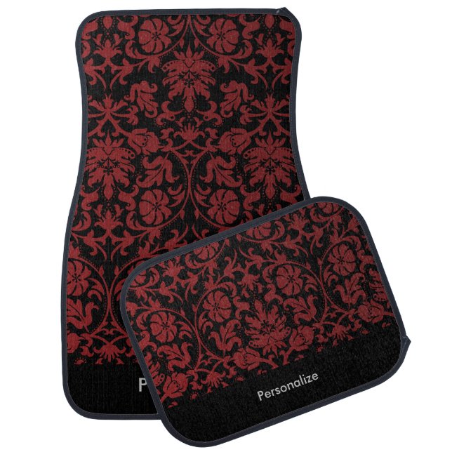 Stylish Damask in Maroon Red Car Floor Mat (Set)