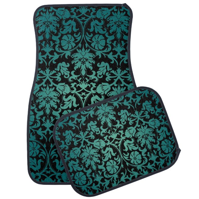 Stylish Damask in Teal | DIY Background Car Mat (Set)