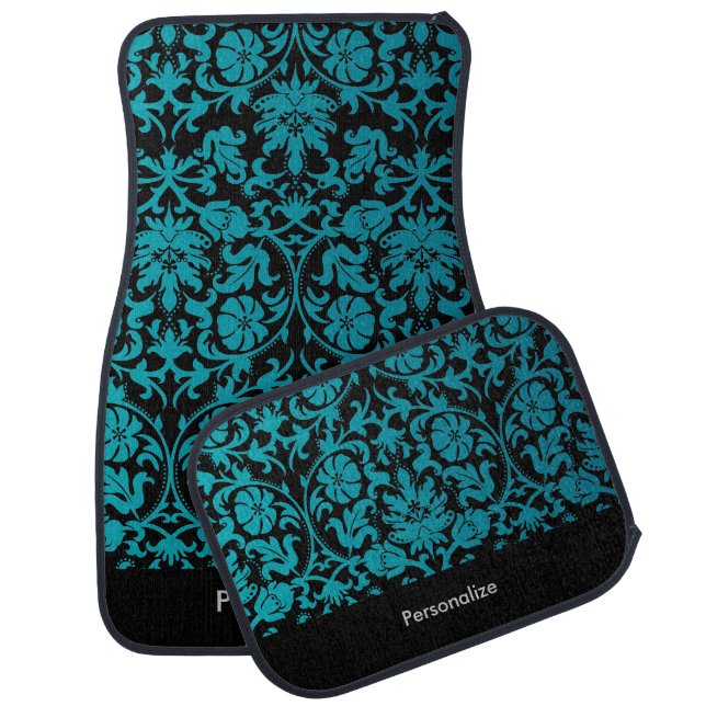 Stylish Damask in Turquoise Blue | DIY Background Car Mat (Set)