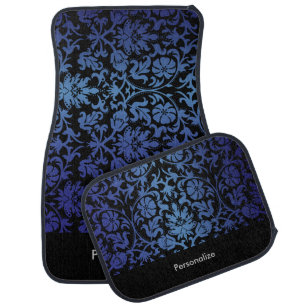 Stylish Damask Print in Dark Blue Sapphire Car Mat