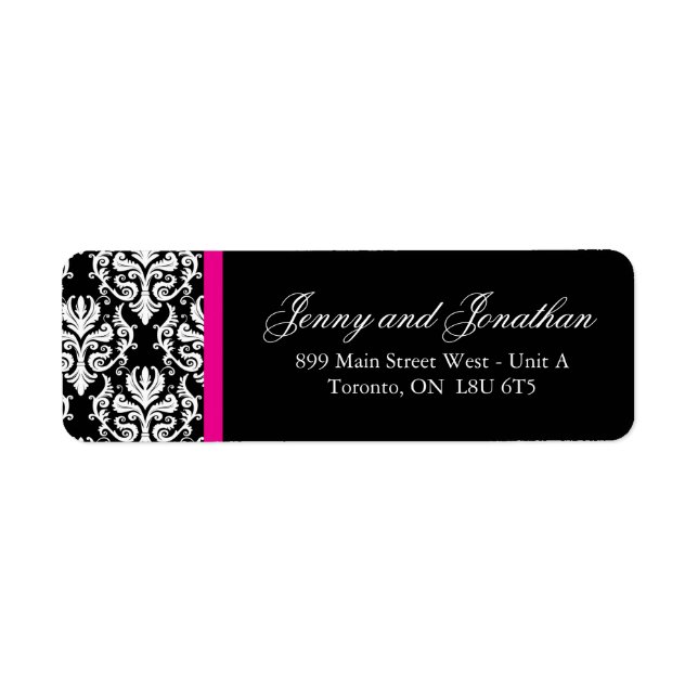 Stylish Damask RSVP Address Labels (Front)
