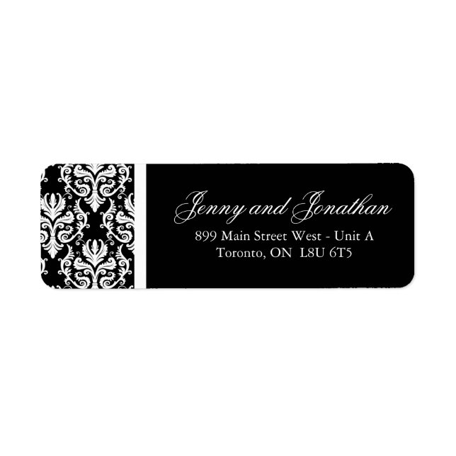 Stylish Damask RSVP Address Labels (Front)