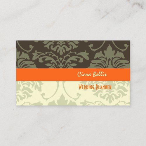 Stylish damask, wedding planners business cards