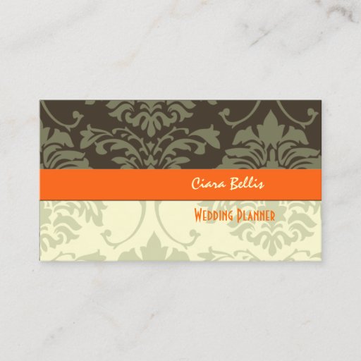 Customizable Stylish damask, wedding planners business cards