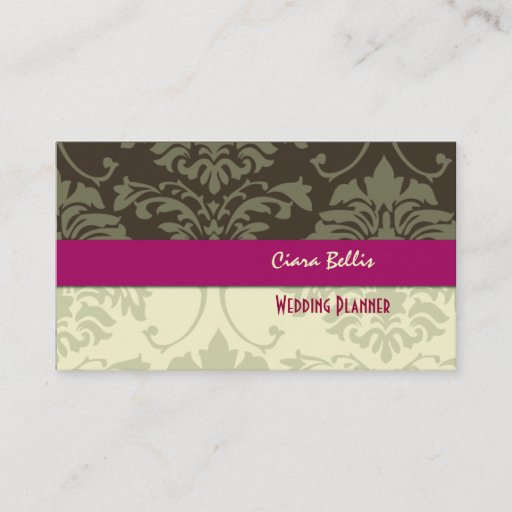 Customizable Stylish damask, wedding planners business cards