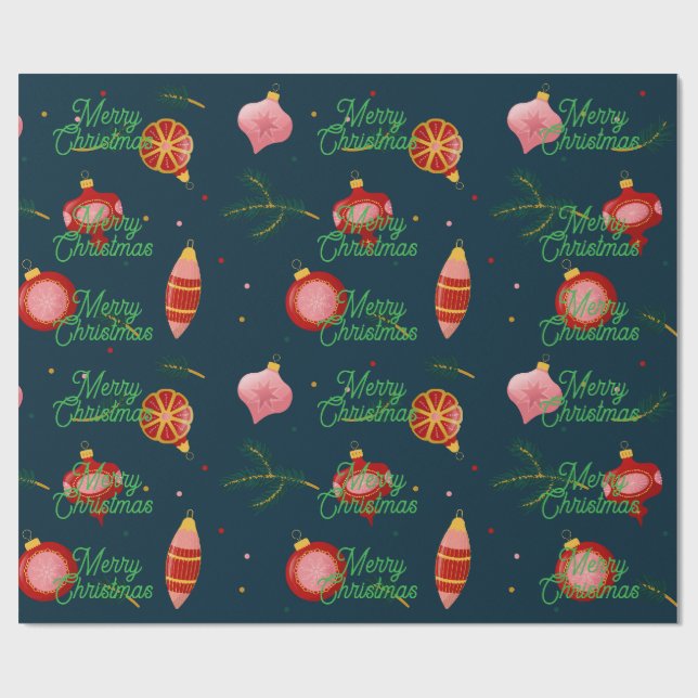 Stylish Dark Blue and Red Minimalist Gift Wrapping Paper (Flat)