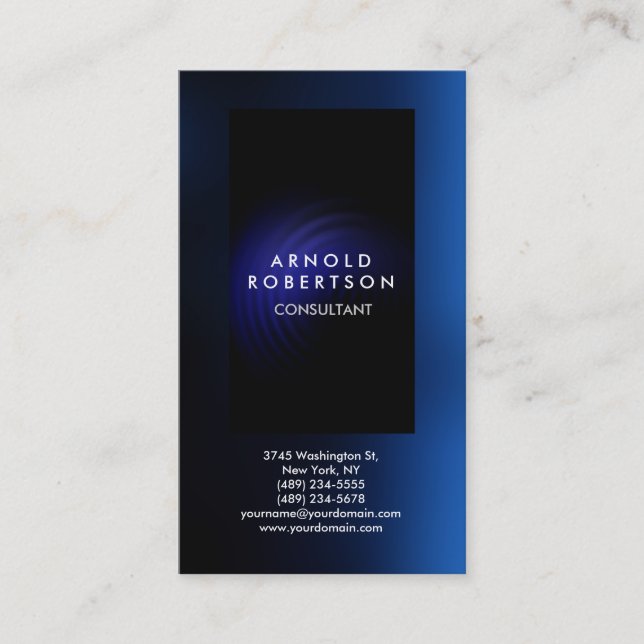 Stylish Dark Blue Black Modern Professional Business Card (Front)