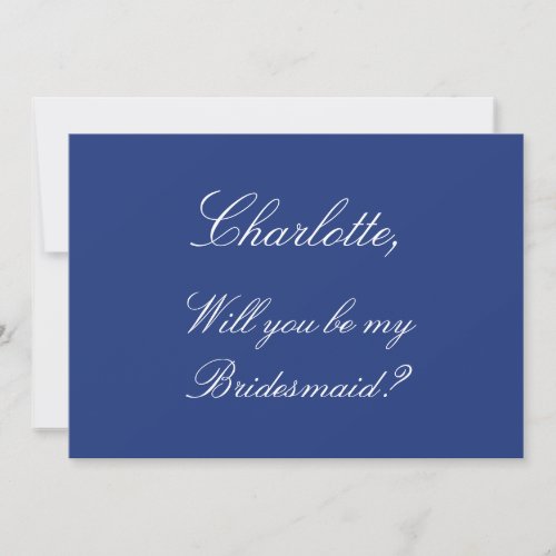 Stylish Dark Blue Bridesmaid Proposal Card