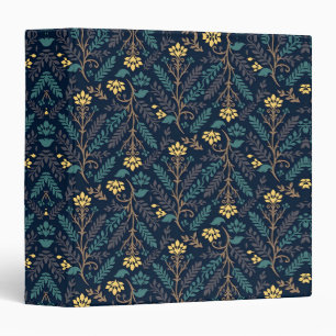 Stylish Dark Blue Fabric Pattern with Floral  3 Ring Binder