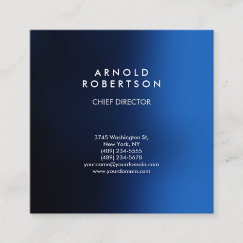 Stylish Dark Blue Modern Professional Square Business Card