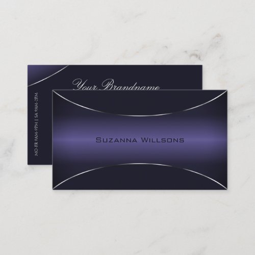 Stylish Dark Blue with Silver Border Eye Catching Business Card