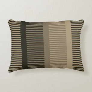 Stylish Dark Brown Grey Stripes Accent Pillow