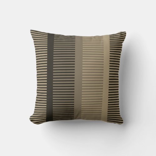 Stylish Dark Brown Grey Stripes Throw Pillow