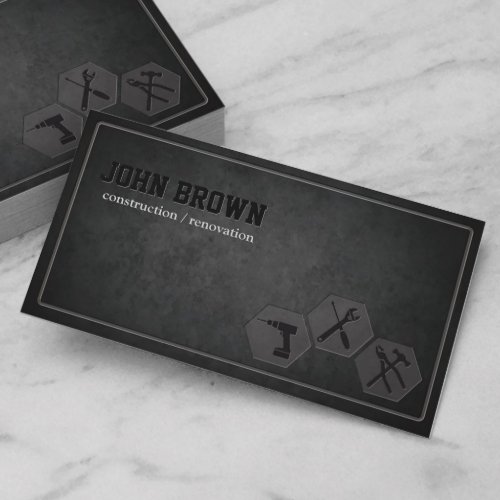 Stylish Dark Construction Handyman Carpenter Business Card