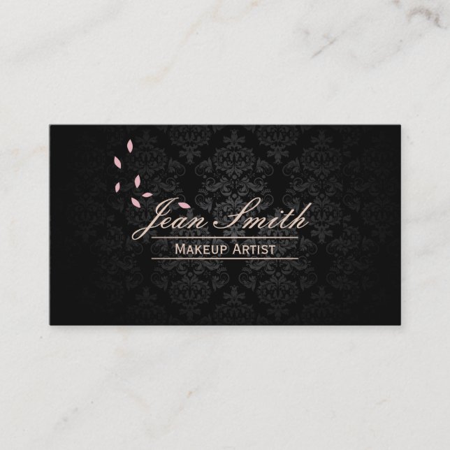 Stylish Dark Damask Makeup Artist Business Cards (Front)