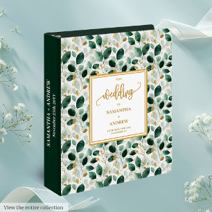 Stylish Dark Green Gold Foliage Memory Album 3 Ring Binder