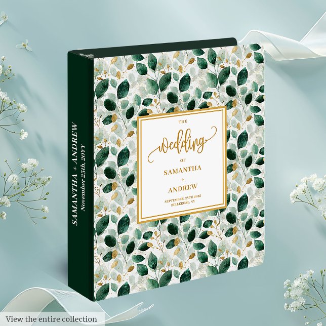 Stylish Dark Green Gold Foliage Memory Album 3 Ring Binder (Stylish Dark Green Gold Foliage Memory Album 3 ring binder)