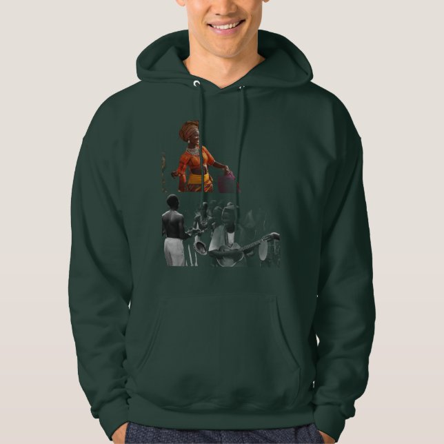 "Stylish Dark Green T-Shirt Hoodie - Comfortable  (Front)