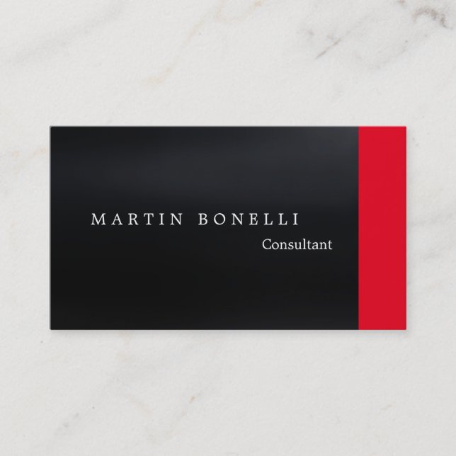 Stylish Dark Grey Red Plain Clean Business Card (Front)
