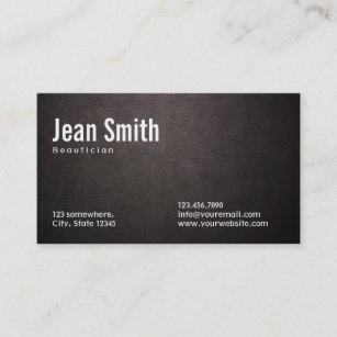 Stylish Dark Leather Beautician Business Card