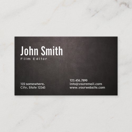 Stylish Dark Leather Film Editor Business Card